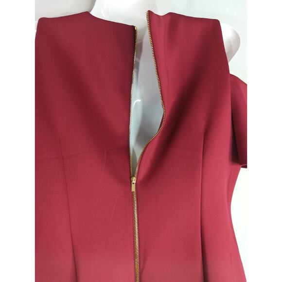 Calvin Klein Women's Solid Cold‎ Shoulder Evening Party Dress Red Size 12 NWOT - Picture 9 of 12